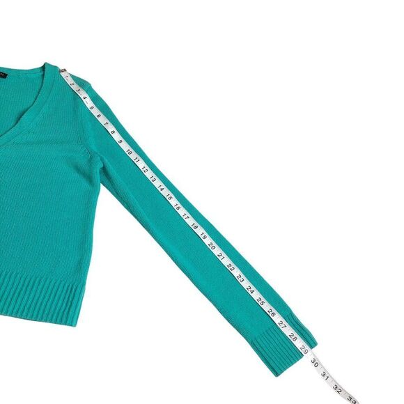 Talbots Cardigan Sweater Womens M Green Lambswool Blend V-Neck Button Up Preppy - Picture 15 of 16